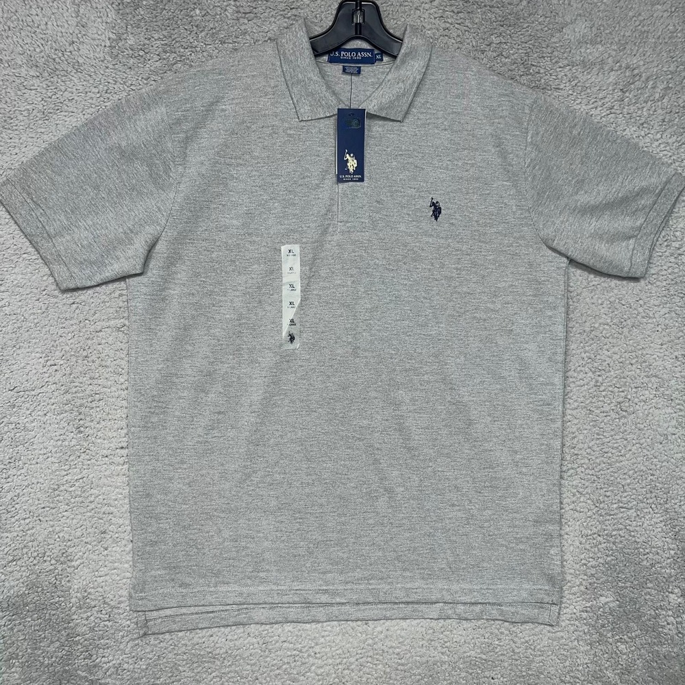 NWT U.S. Polo Assn Shirt Men's Size XL Gray‎ Polo Pique Knitted Embroidered Logo